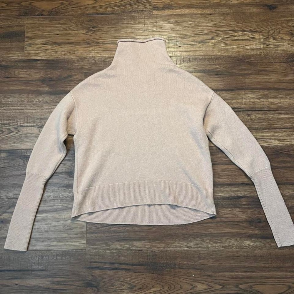 Wilfred Montpellier 100% Merino Wool Mock Neck Sweater Tan Minimalist Knit S